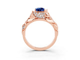 Rose gold Pear Cut Solitaire Leaf-Inspired Engagement Ring with Prong Setting_3