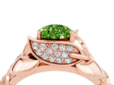 Rose gold Pear Cut Solitaire Leaf-Inspired Engagement Ring with Prong Setting_4
