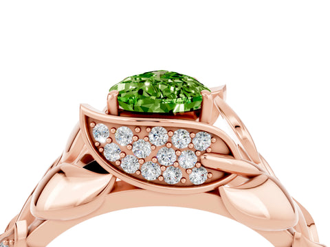 Rose gold Pear Cut Solitaire Leaf-Inspired Engagement Ring with Prong Setting_4