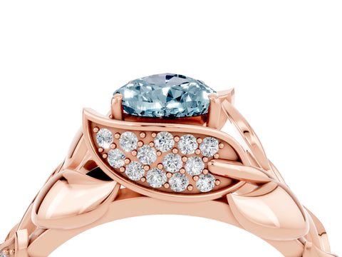 Rose gold Pear Cut Solitaire Leaf-Inspired Engagement Ring with Prong Setting_4