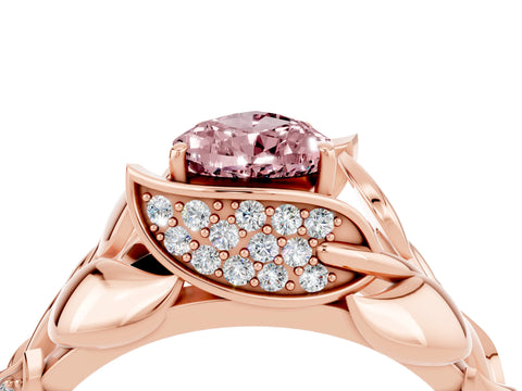 Rose gold Pear Cut Solitaire Leaf-Inspired Engagement Ring with Prong Setting_4