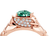 Rose gold Pear Cut Solitaire Leaf-Inspired Engagement Ring with Prong Setting_4