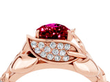 Rose gold Pear Cut Solitaire Leaf-Inspired Engagement Ring with Prong Setting_4