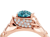 Rose gold Pear Cut Solitaire Leaf-Inspired Engagement Ring with Prong Setting_4