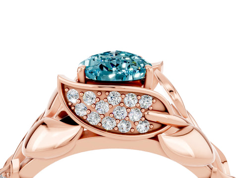 Rose gold Pear Cut Solitaire Leaf-Inspired Engagement Ring with Prong Setting_4