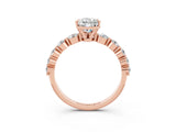 Rose gold Pear Cut Solitaire Moissanite Ring with Pave Band and Four-Prong Setting_3