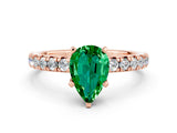 Rose gold Pear Cut Solitaire Pave Diamond Engagement Ring with Four-Prong Setting