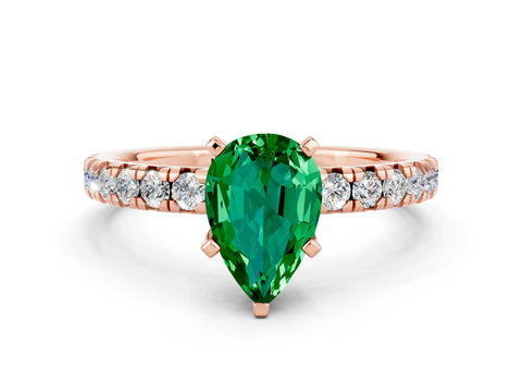 Rose gold Pear Cut Solitaire Pave Diamond Engagement Ring with Four-Prong Setting
