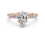 Rose gold Pear Cut Solitaire Pave Diamond Engagement Ring with Four-Prong Setting_12