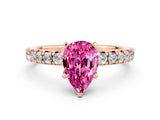 Rose gold Pear Cut Solitaire Pave Diamond Engagement Ring with Four-Prong Setting_12