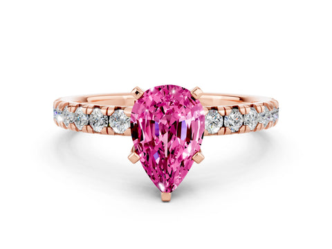 Rose gold Pear Cut Solitaire Pave Diamond Engagement Ring with Four-Prong Setting_12