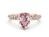Rose gold Pear Cut Solitaire Pave Diamond Engagement Ring with Four-Prong Setting_12