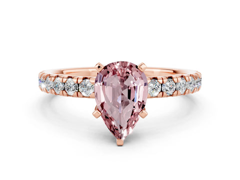 Rose gold Pear Cut Solitaire Pave Diamond Engagement Ring with Four-Prong Setting_12