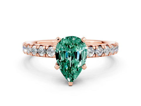 Rose gold Pear Cut Solitaire Pave Diamond Engagement Ring with Four-Prong Setting_12