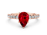 Rose gold Pear Cut Solitaire Pave Diamond Engagement Ring with Four-Prong Setting_12