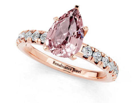 Rose gold Pear Cut Solitaire Pave Diamond Engagement Ring with Four-Prong Setting_13
