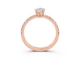Rose gold Pear Cut Solitaire Pave Diamond Engagement Ring with Four-Prong Setting_15