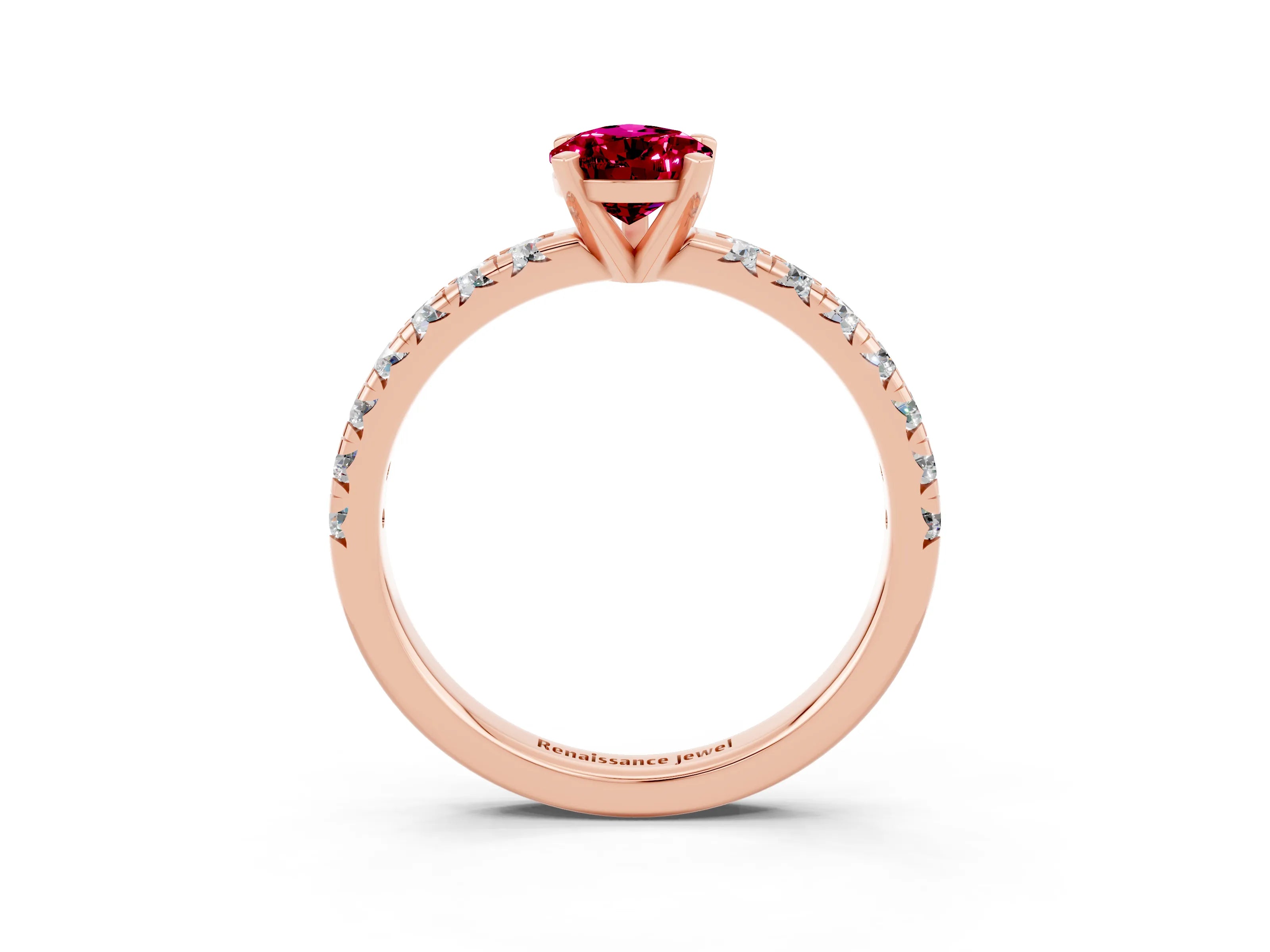 Rose gold Pear Cut Solitaire Pave Diamond Engagement Ring with Four-Prong Setting_15