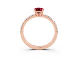 Rose gold Pear Cut Solitaire Pave Diamond Engagement Ring with Four-Prong Setting_15