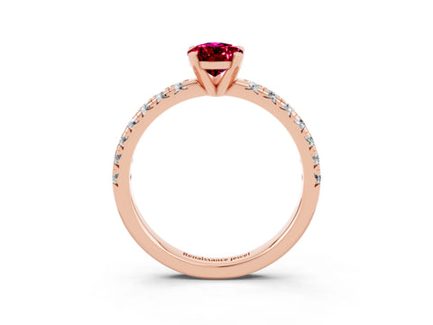 Rose gold Pear Cut Solitaire Pave Diamond Engagement Ring with Four-Prong Setting_15