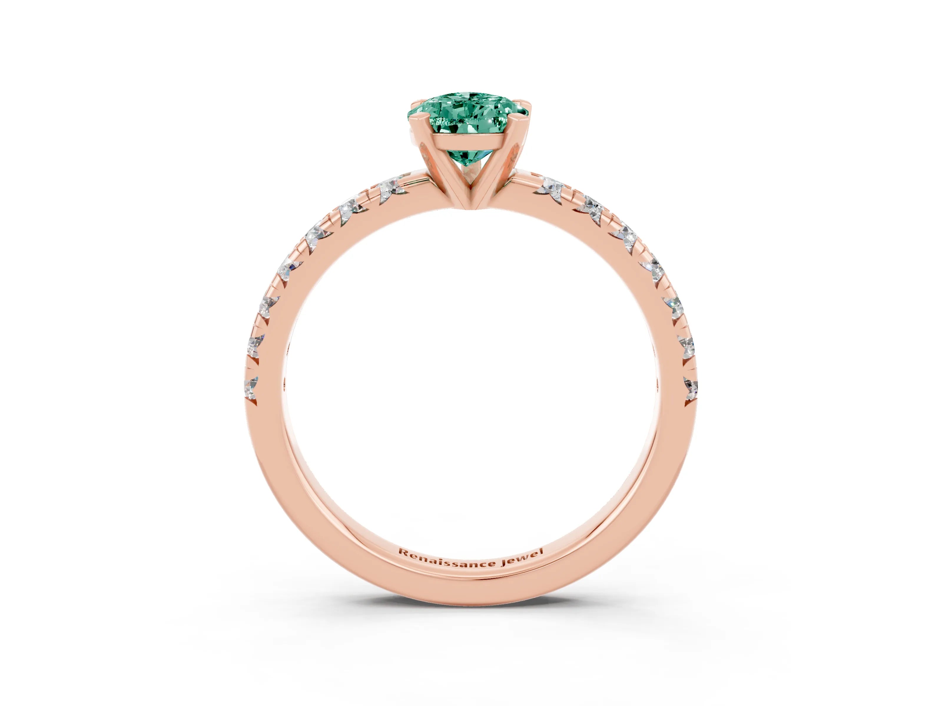 Rose gold Pear Cut Solitaire Pave Diamond Engagement Ring with Four-Prong Setting_15