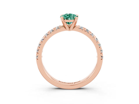 Rose gold Pear Cut Solitaire Pave Diamond Engagement Ring with Four-Prong Setting_15