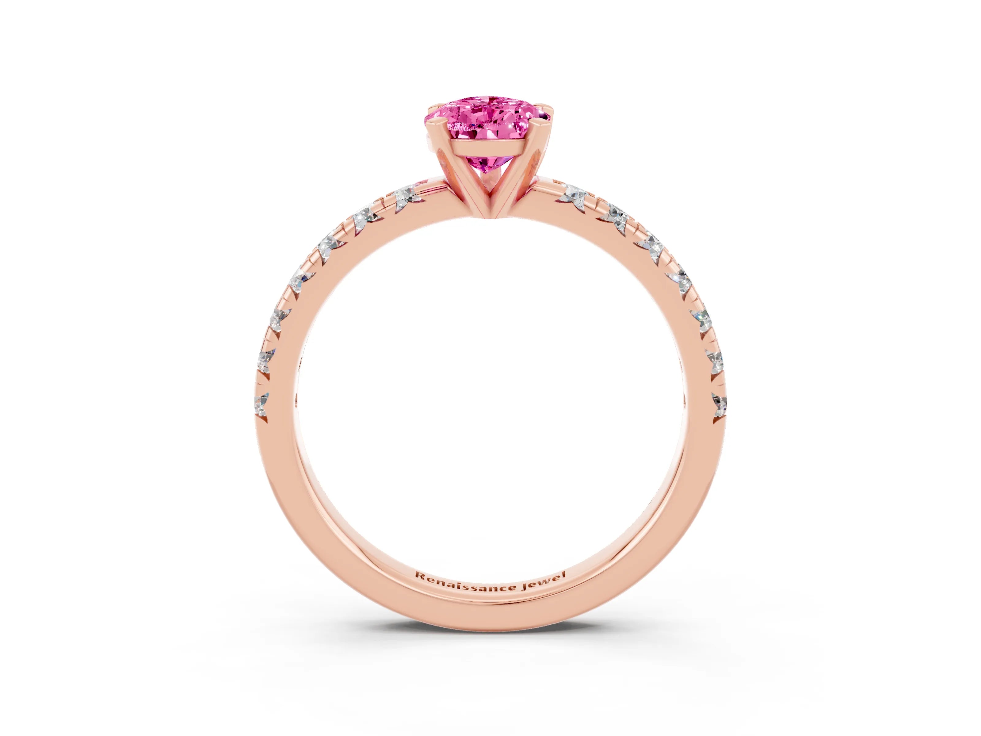 Rose gold Pear Cut Solitaire Pave Diamond Engagement Ring with Four-Prong Setting_15