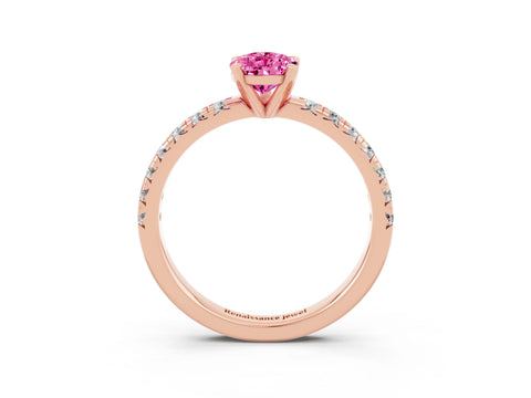 Rose gold Pear Cut Solitaire Pave Diamond Engagement Ring with Four-Prong Setting_15