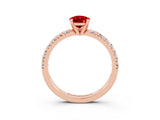 Rose gold Pear Cut Solitaire Pave Diamond Engagement Ring with Four-Prong Setting_15
