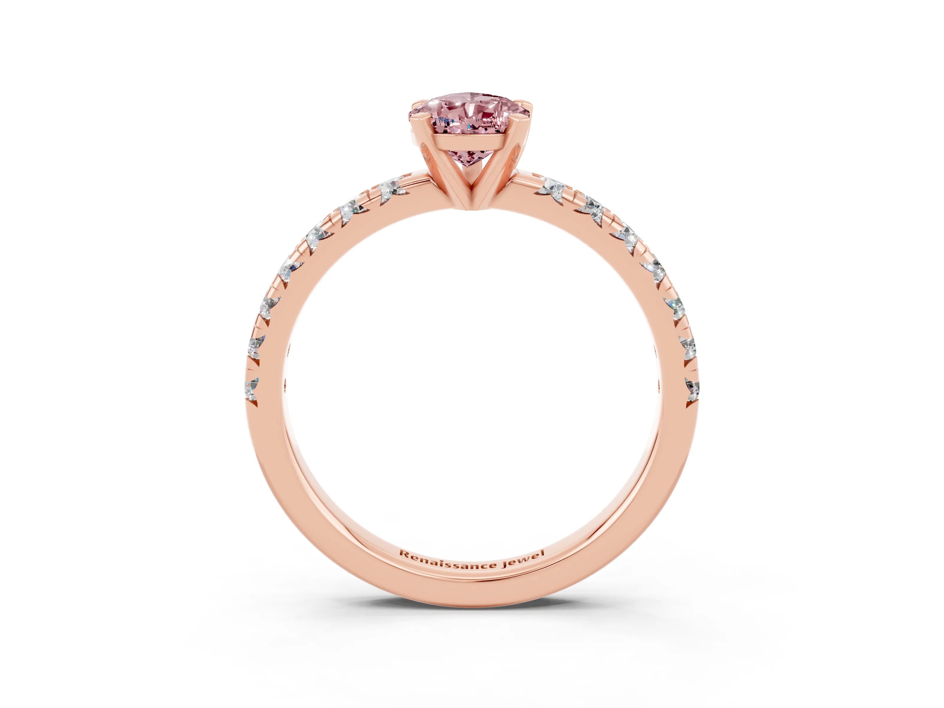 Rose gold Pear Cut Solitaire Pave Diamond Engagement Ring with Four-Prong Setting_15