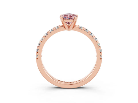 Rose gold Pear Cut Solitaire Pave Diamond Engagement Ring with Four-Prong Setting_15