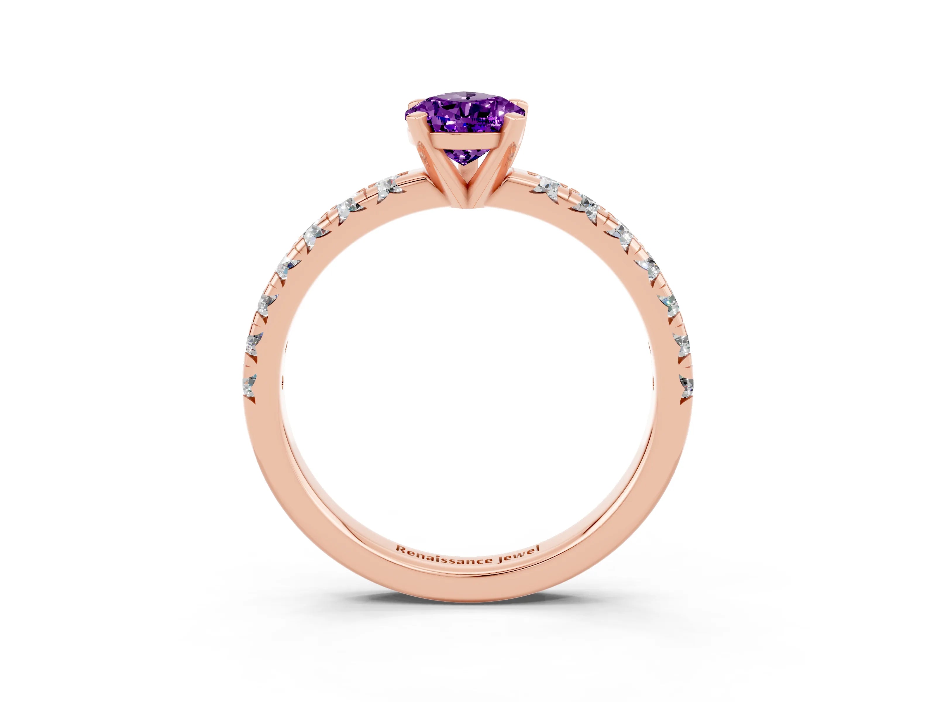 Rose gold Pear Cut Solitaire Pave Diamond Engagement Ring with Four-Prong Setting_15