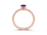 Rose gold Pear Cut Solitaire Pave Diamond Engagement Ring with Four-Prong Setting_15