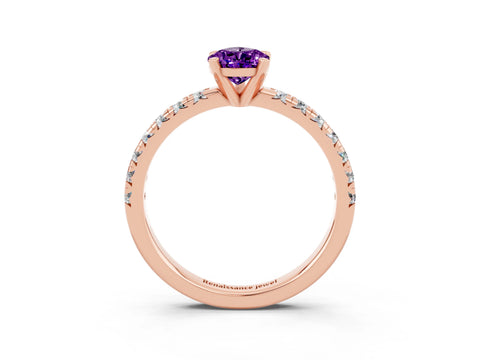 Rose gold Pear Cut Solitaire Pave Diamond Engagement Ring with Four-Prong Setting_15