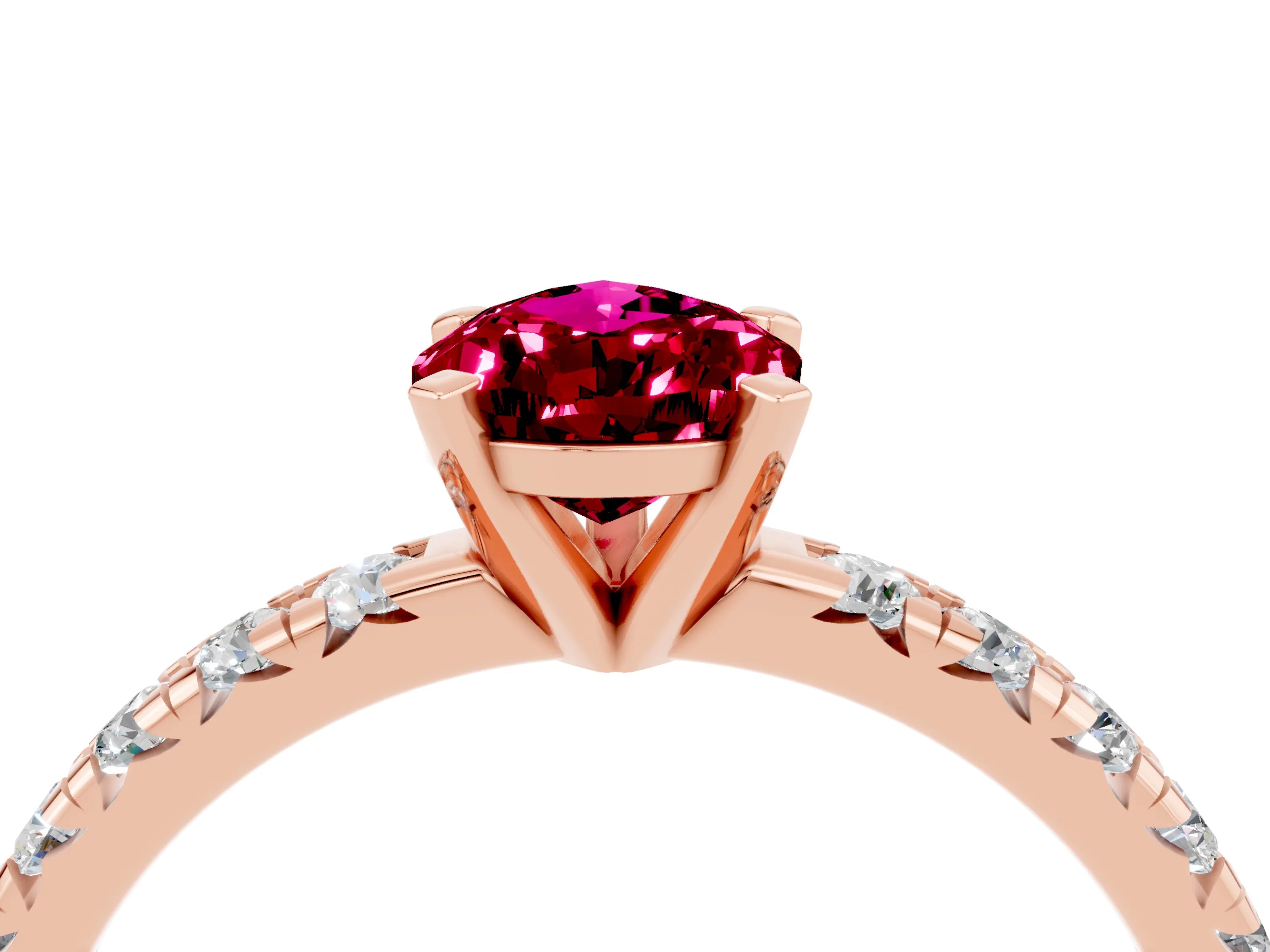 Rose gold Pear Cut Solitaire Pave Diamond Engagement Ring with Four-Prong Setting_16