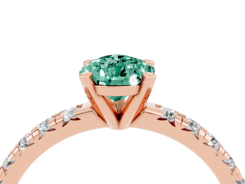 Rose gold Pear Cut Solitaire Pave Diamond Engagement Ring with Four-Prong Setting_16