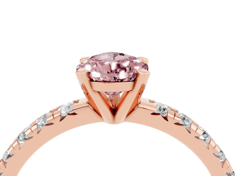 Rose gold Pear Cut Solitaire Pave Diamond Engagement Ring with Four-Prong Setting_16
