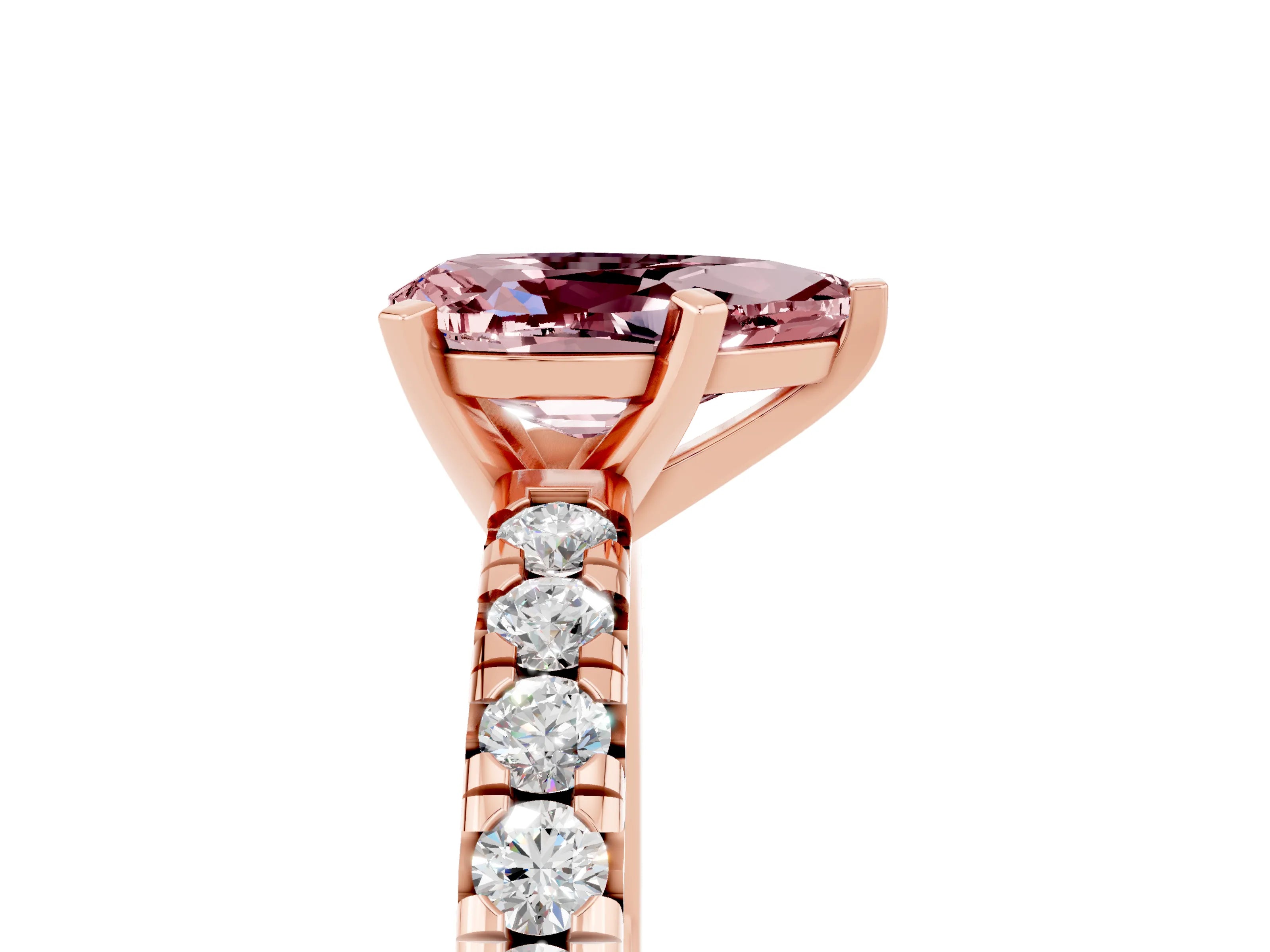 Rose gold Pear Cut Solitaire Pave Diamond Engagement Ring with Four-Prong Setting_17