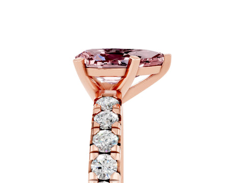 Rose gold Pear Cut Solitaire Pave Diamond Engagement Ring with Four-Prong Setting_17