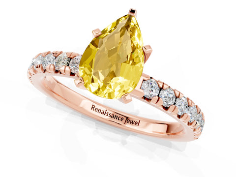 Rose gold Pear Cut Solitaire Pave Diamond Engagement Ring with Four-Prong Setting_1
