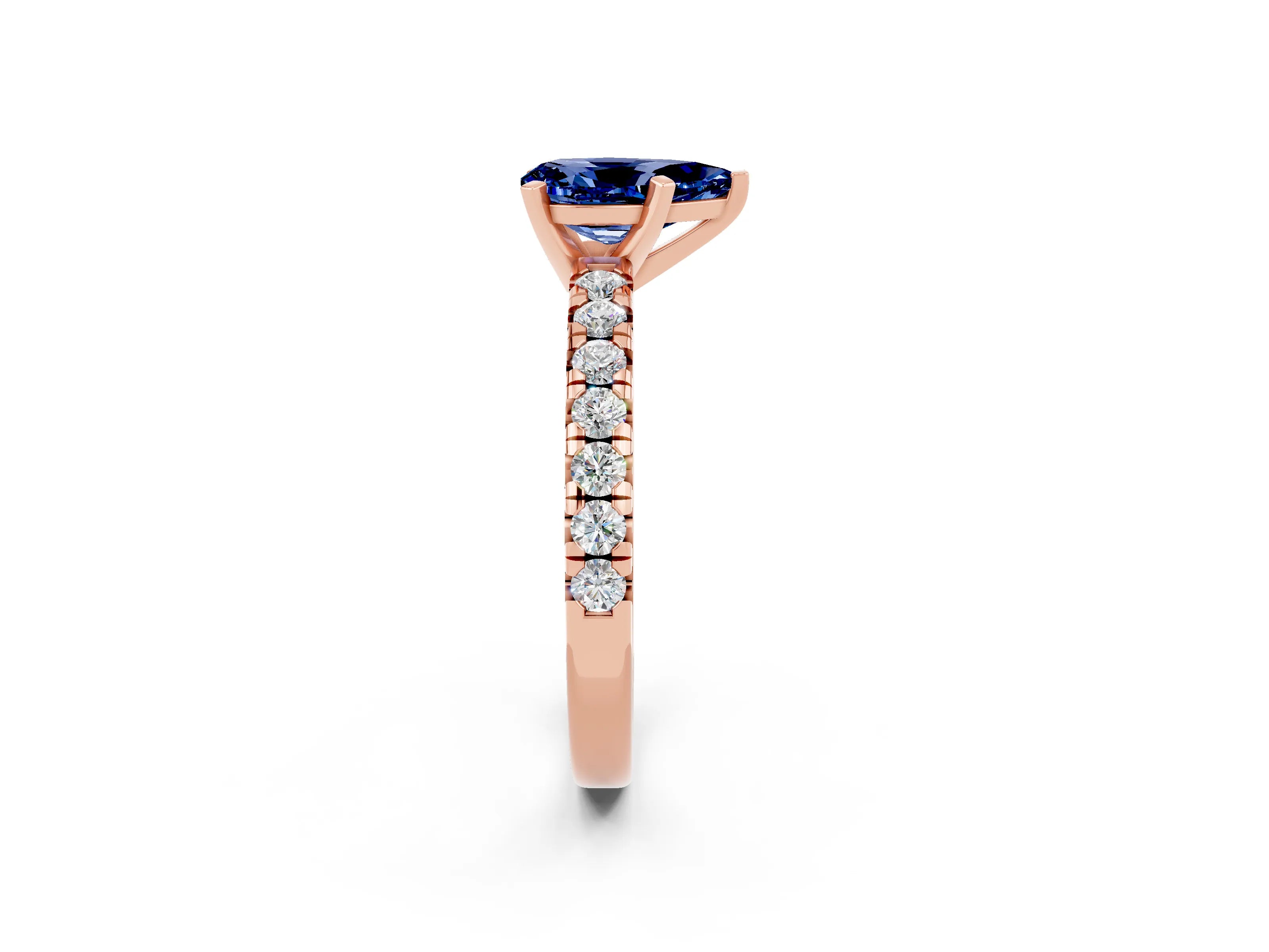 Rose gold Pear Cut Solitaire Pave Diamond Engagement Ring with Four-Prong Setting_2