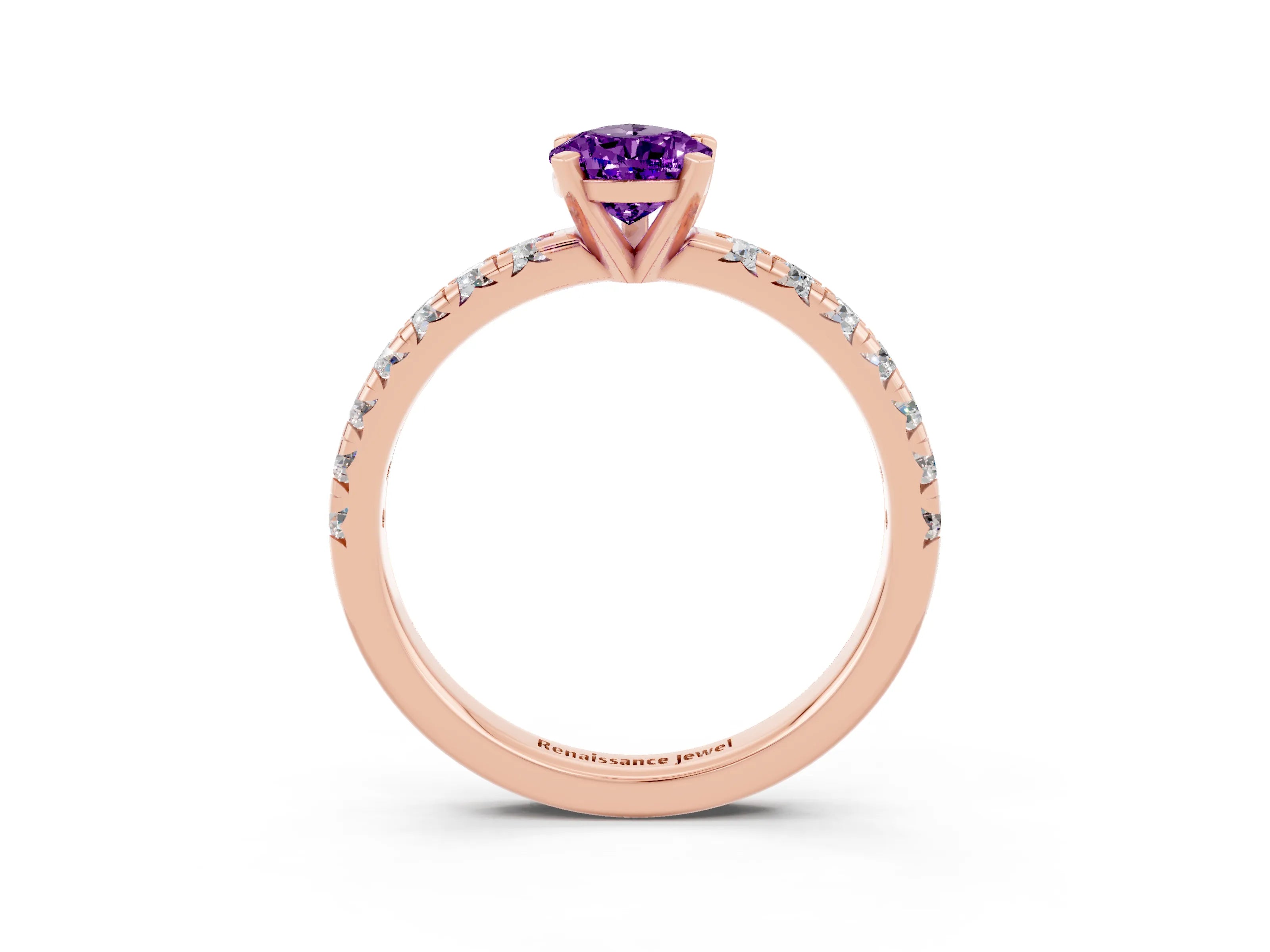 Rose gold Pear Cut Solitaire Pave Diamond Engagement Ring with Four-Prong Setting_3