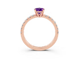 Rose gold Pear Cut Solitaire Pave Diamond Engagement Ring with Four-Prong Setting_3