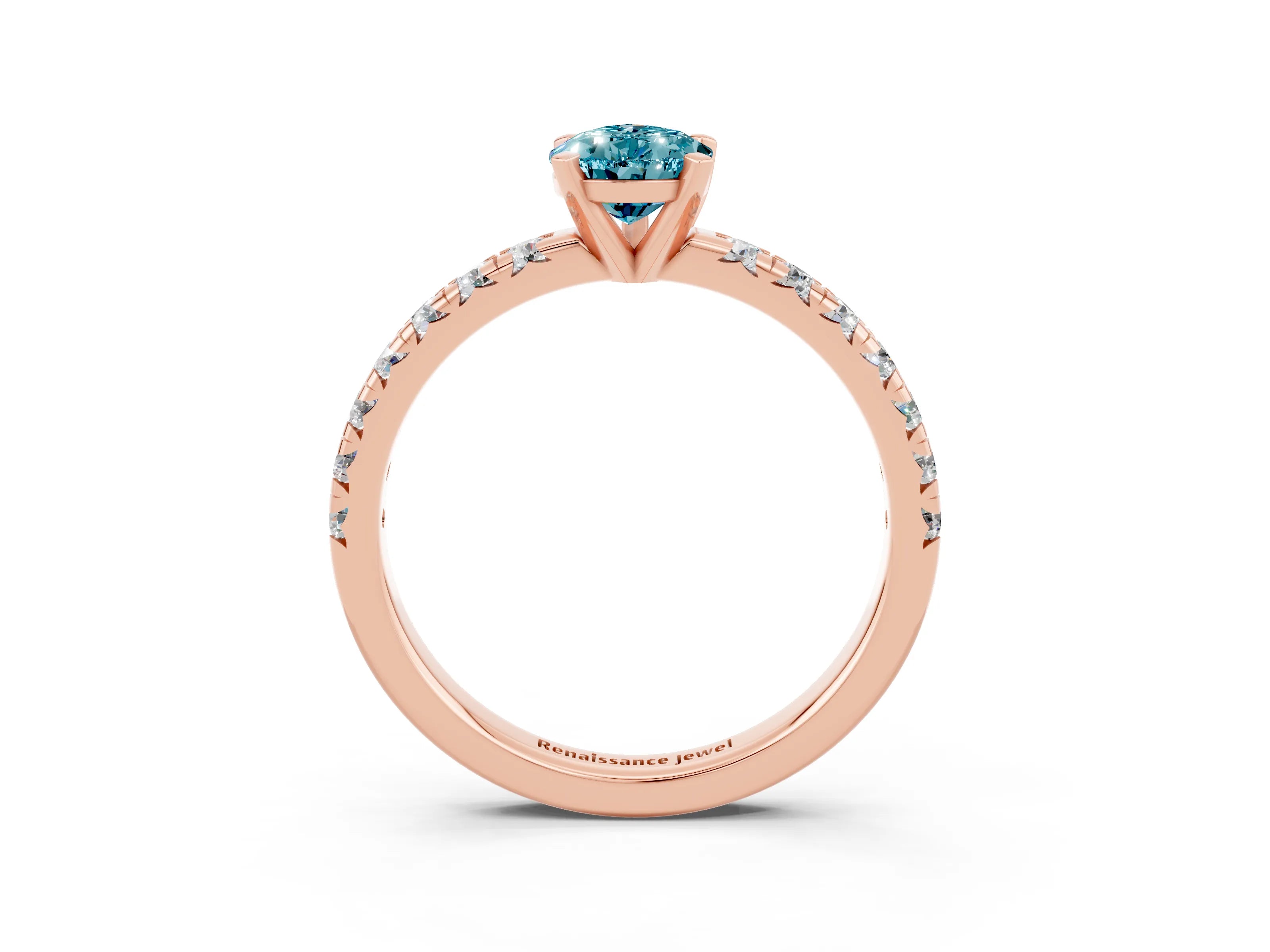 Rose gold Pear Cut Solitaire Pave Diamond Engagement Ring with Four-Prong Setting_3