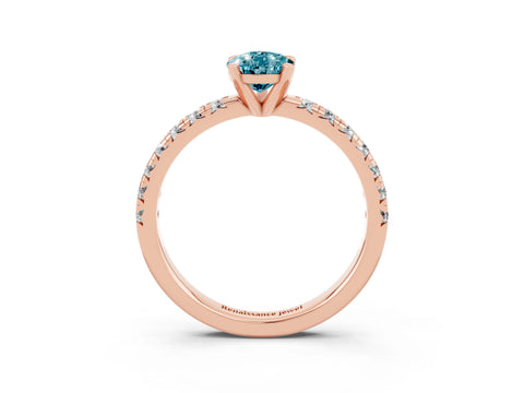 Rose gold Pear Cut Solitaire Pave Diamond Engagement Ring with Four-Prong Setting_3