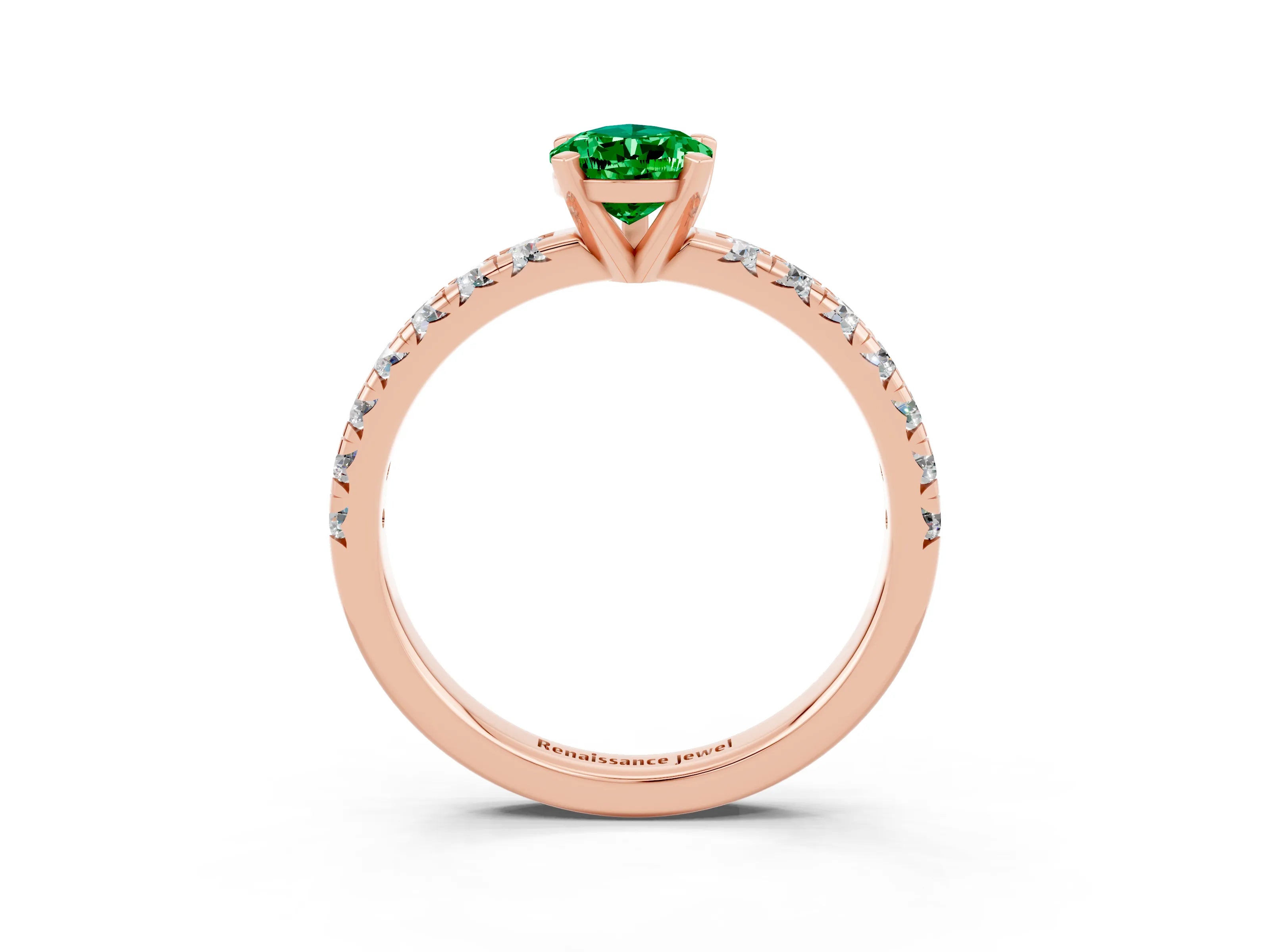 Rose gold Pear Cut Solitaire Pave Diamond Engagement Ring with Four-Prong Setting_3
