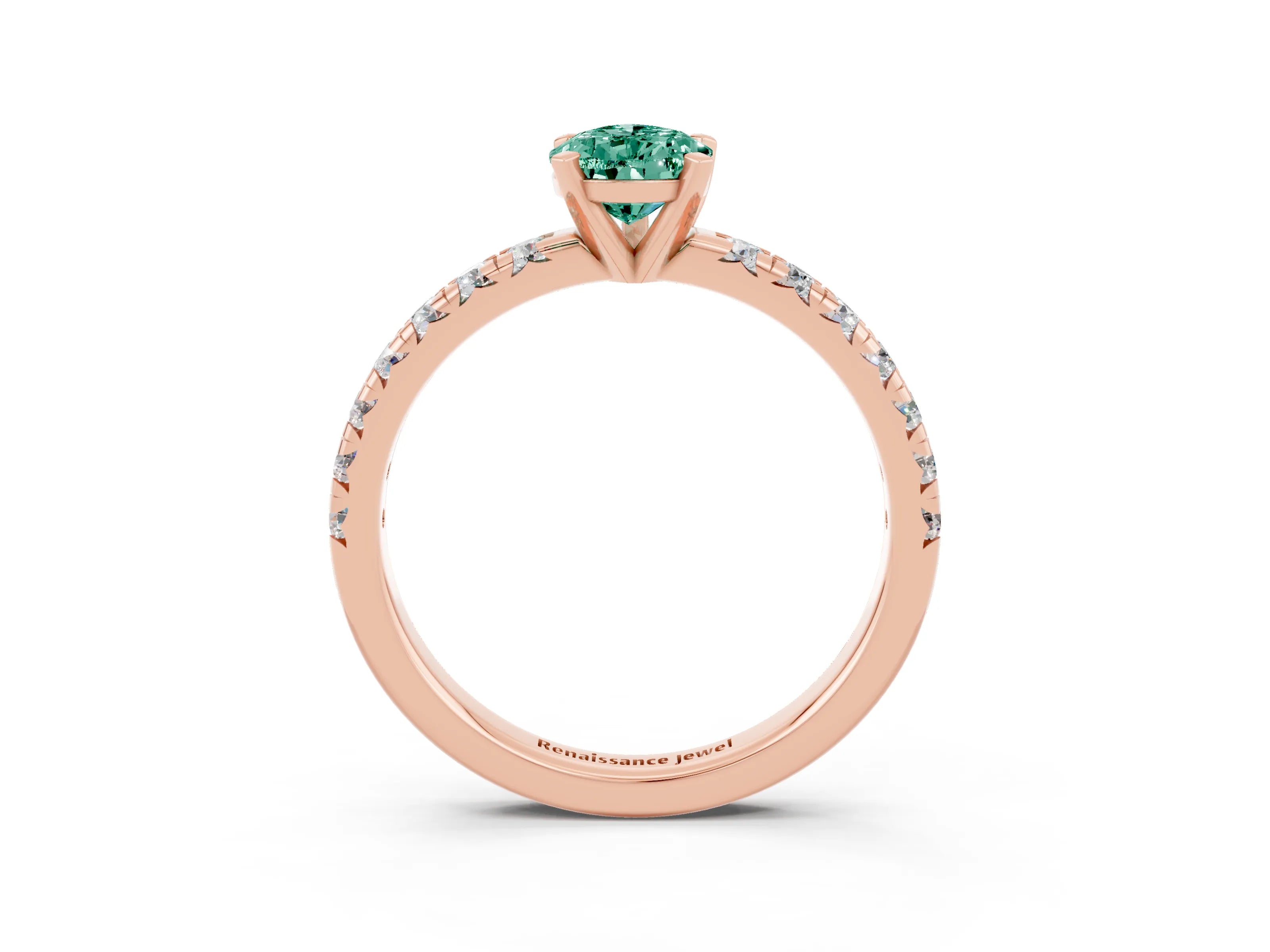 Rose gold Pear Cut Solitaire Pave Diamond Engagement Ring with Four-Prong Setting_3
