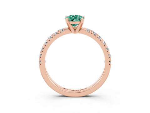 Rose gold Pear Cut Solitaire Pave Diamond Engagement Ring with Four-Prong Setting_3