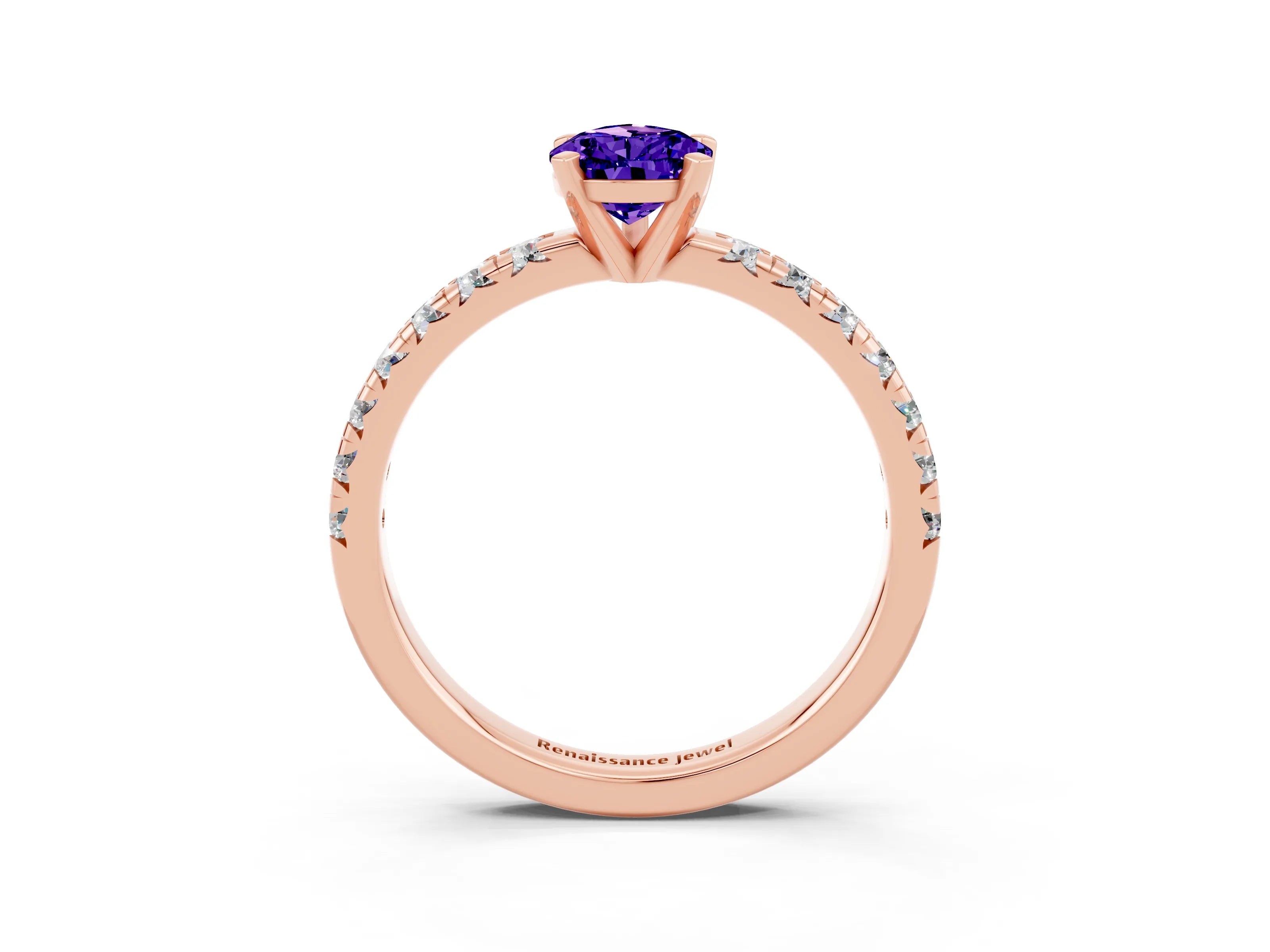 Rose gold Pear Cut Solitaire Pave Diamond Engagement Ring with Four-Prong Setting_3