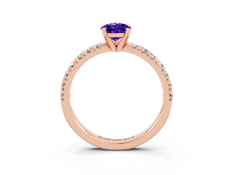 Rose gold Pear Cut Solitaire Pave Diamond Engagement Ring with Four-Prong Setting_3